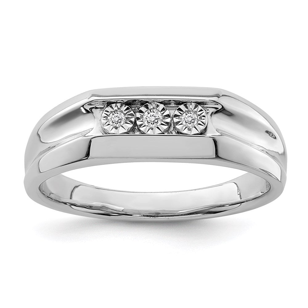 Sterling Silver Rhodium Plated Diamond Men'S Ring