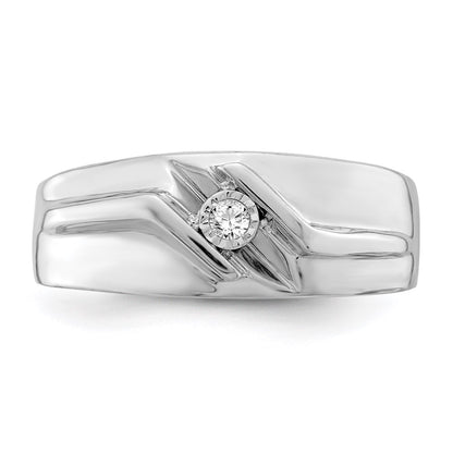 Sterling Silver Rhodium Plated Diamond Men'S Ring