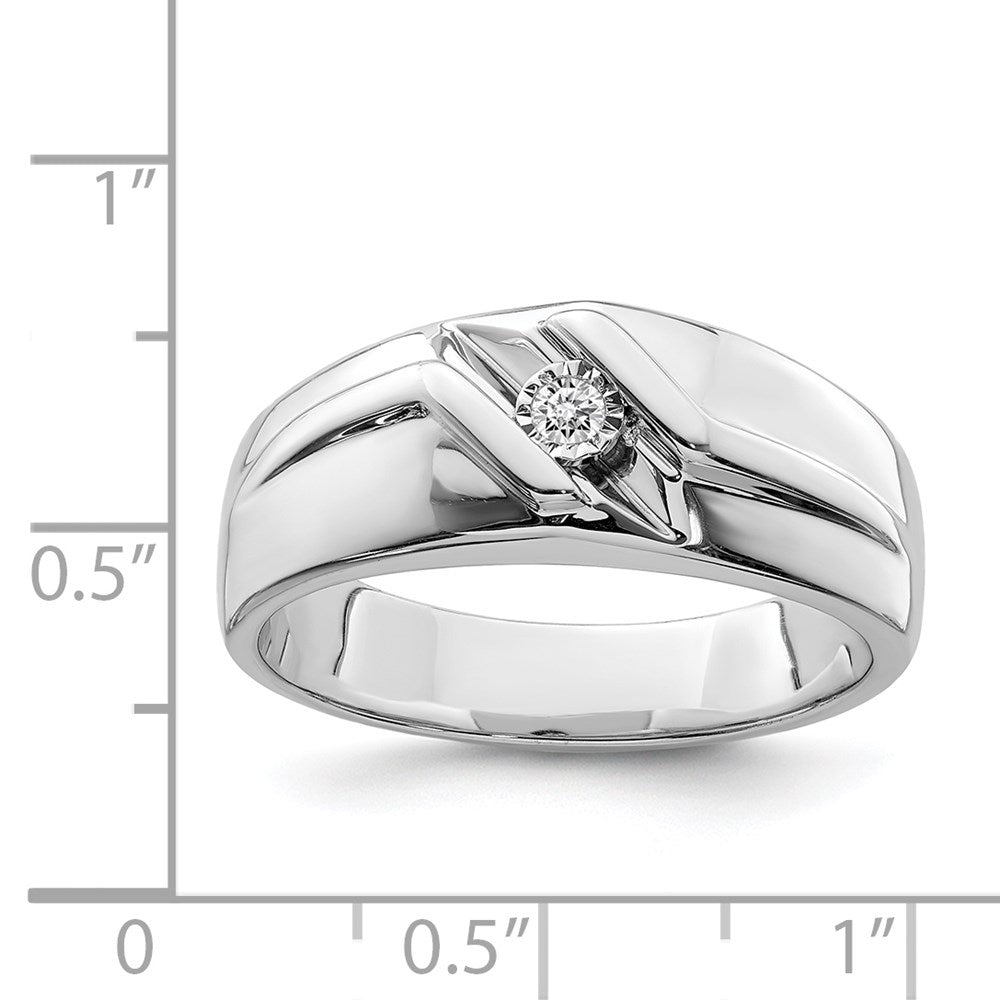 Sterling Silver Rhodium Plated Diamond Men'S Ring