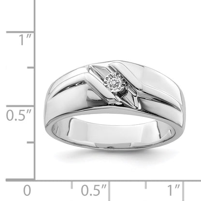 Sterling Silver Rhodium Plated Diamond Men'S Ring