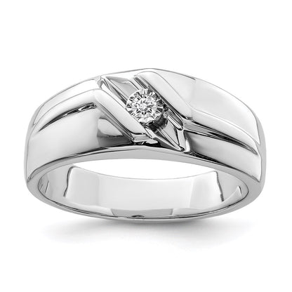 Sterling Silver Rhodium Plated Diamond Men'S Ring
