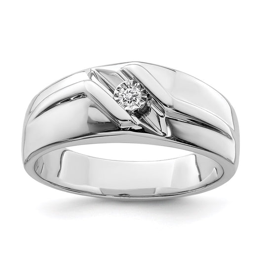 Sterling Silver Rhodium Plated Diamond Men'S Ring