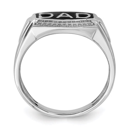Sterling Silver Rhodium Plated Diamond Men'S Dad Ring