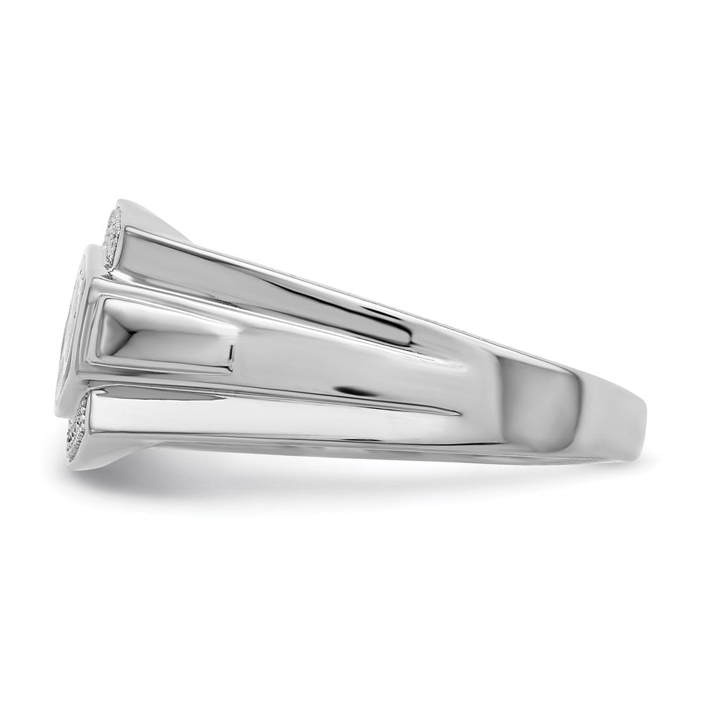Sterling Silver Rhodium Plated Diamond Men'S Dad Ring