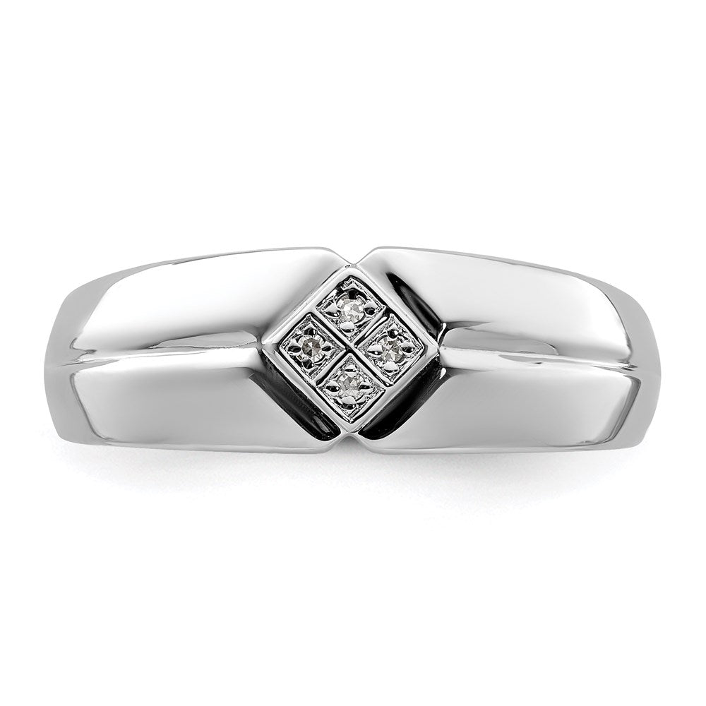 Sterling Silver Rhodium Plated Diamond Men'S Ring