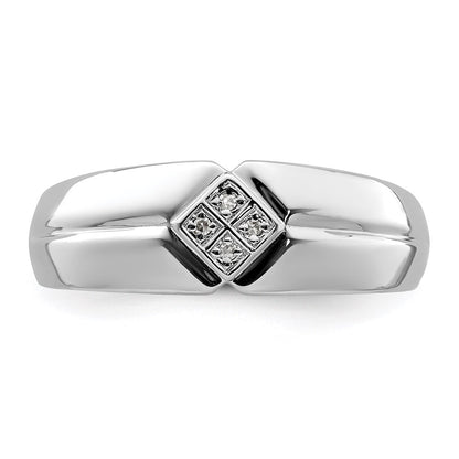 Sterling Silver Rhodium Plated Diamond Men'S Ring