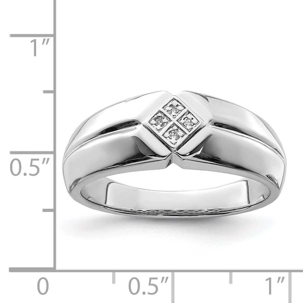 Sterling Silver Rhodium Plated Diamond Men'S Ring