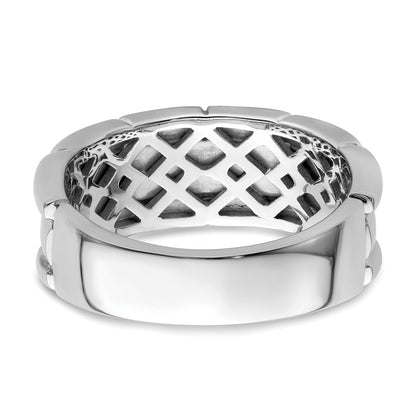 Sterling Silver White Night Rhodium Plated And Black Diamond Men'S Ring