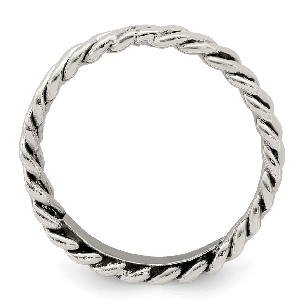 Sterling Silver Polished Weaved 3.5mm Women'S Ring (Size 8 Only)