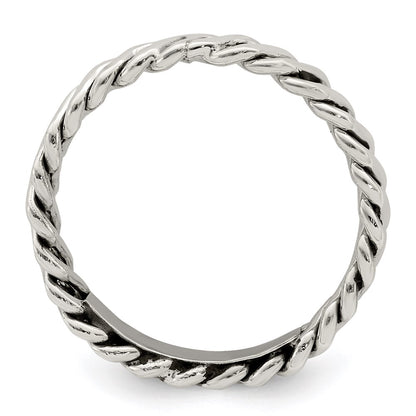 Sterling Silver Polished Weaved 3.5mm Women'S Ring (Size 8 Only)