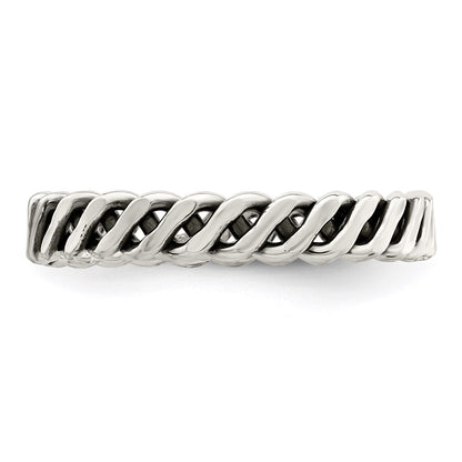 Sterling Silver Polished Weaved 3.5mm Women'S Ring (Size 8 Only)