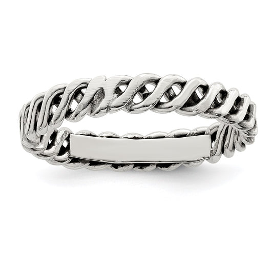 Sterling Silver Polished Weaved 3.5mm Women'S Ring (Size 8 Only)