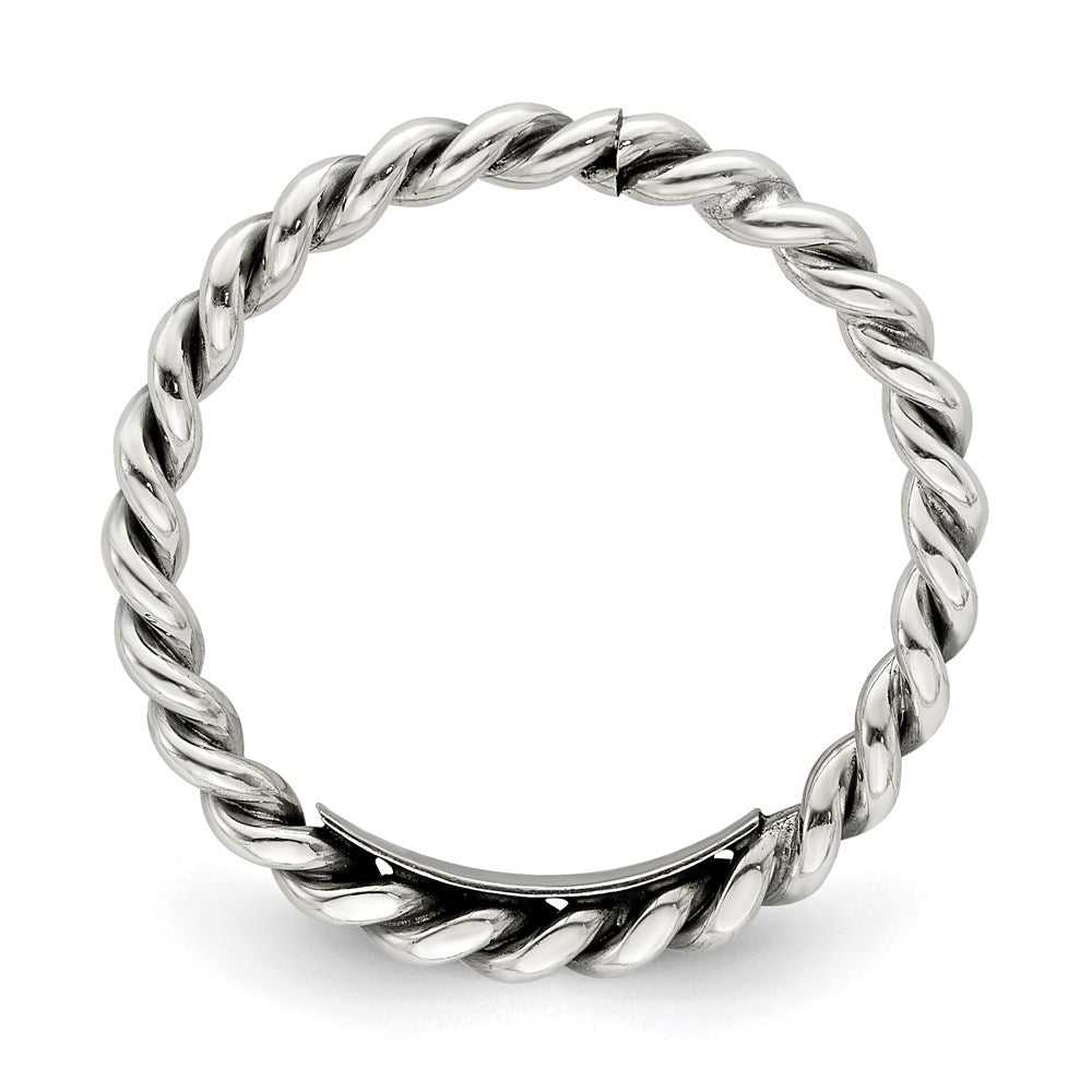 Sterling Silver Antiqued Twisted 1.75mm Women'S Ring