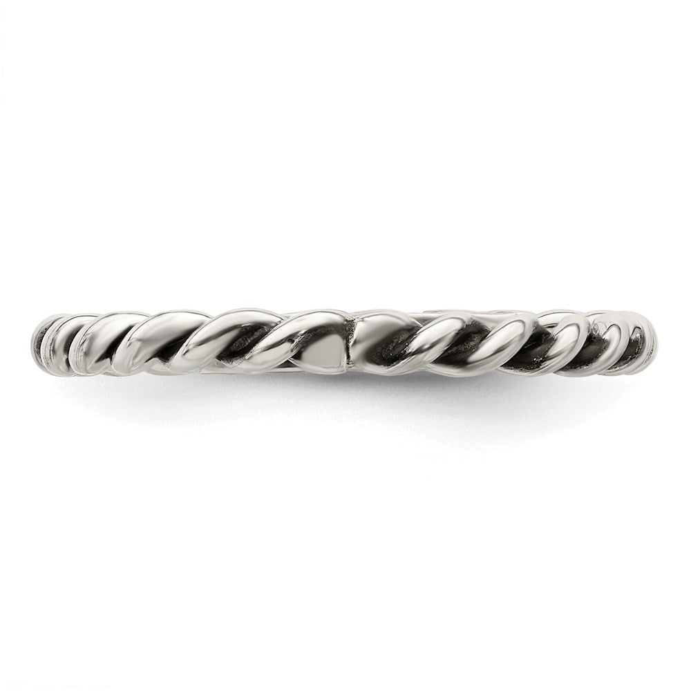 Sterling Silver Antiqued Twisted 1.75mm Women'S Ring