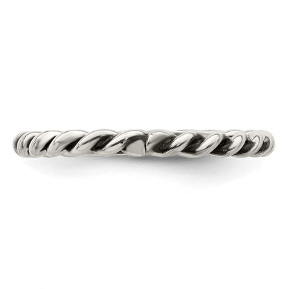 Sterling Silver Antiqued Twisted 1.75mm Women'S Ring