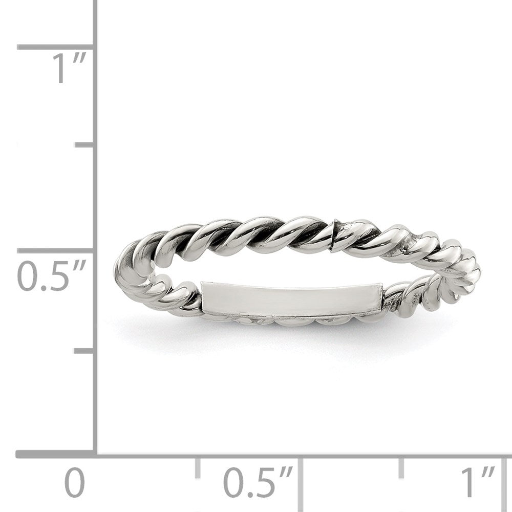 Sterling Silver Antiqued Twisted 1.75mm Women'S Ring