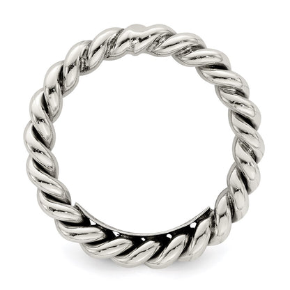 Sterling Silver Antiqued Twisted 3mm Women'S Ring