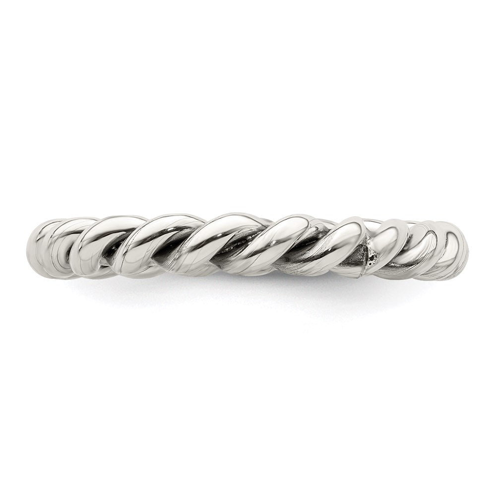 Sterling Silver Antiqued Twisted 3mm Women'S Ring