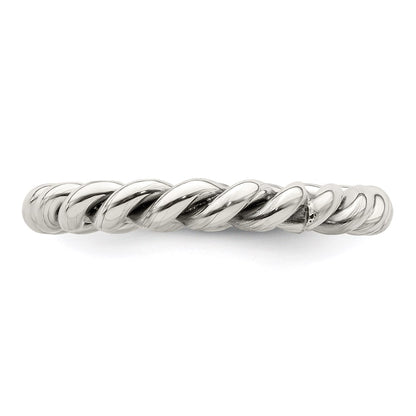 Sterling Silver Antiqued Twisted 3mm Women'S Ring