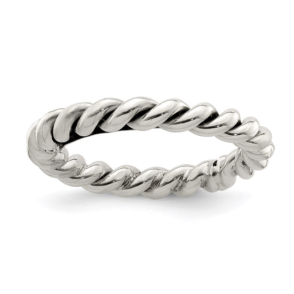 Sterling Silver Antiqued Twisted 3mm Women'S Ring
