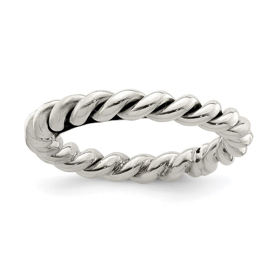 Sterling Silver Antiqued Twisted 3mm Women'S Ring