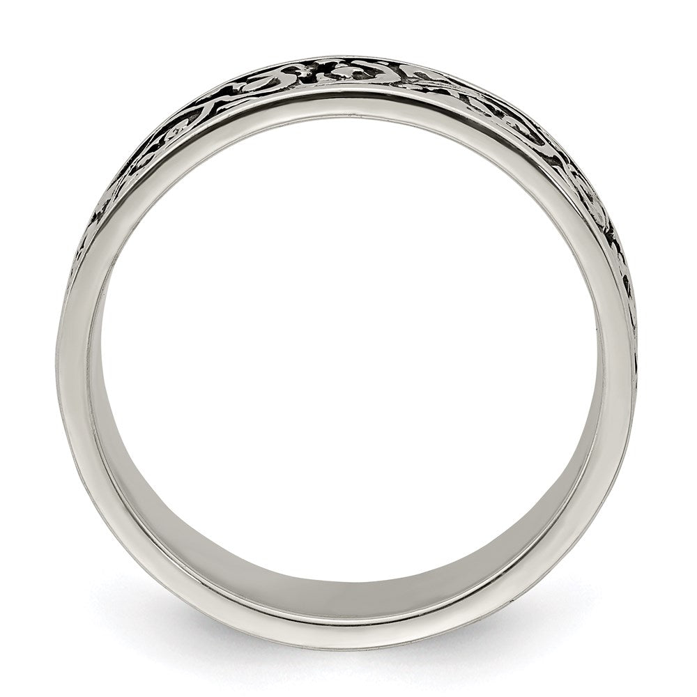 Sterling Silver Polished And Antiqued Filigree Women'S Ring