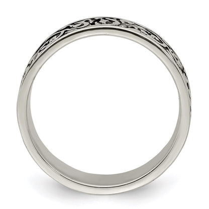 Sterling Silver Polished And Antiqued Filigree Women'S Ring