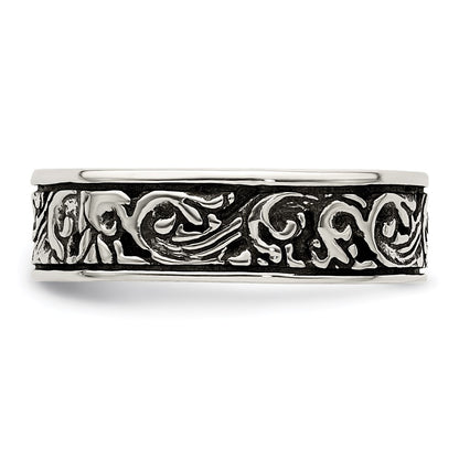 Sterling Silver Polished And Antiqued Filigree Women'S Ring