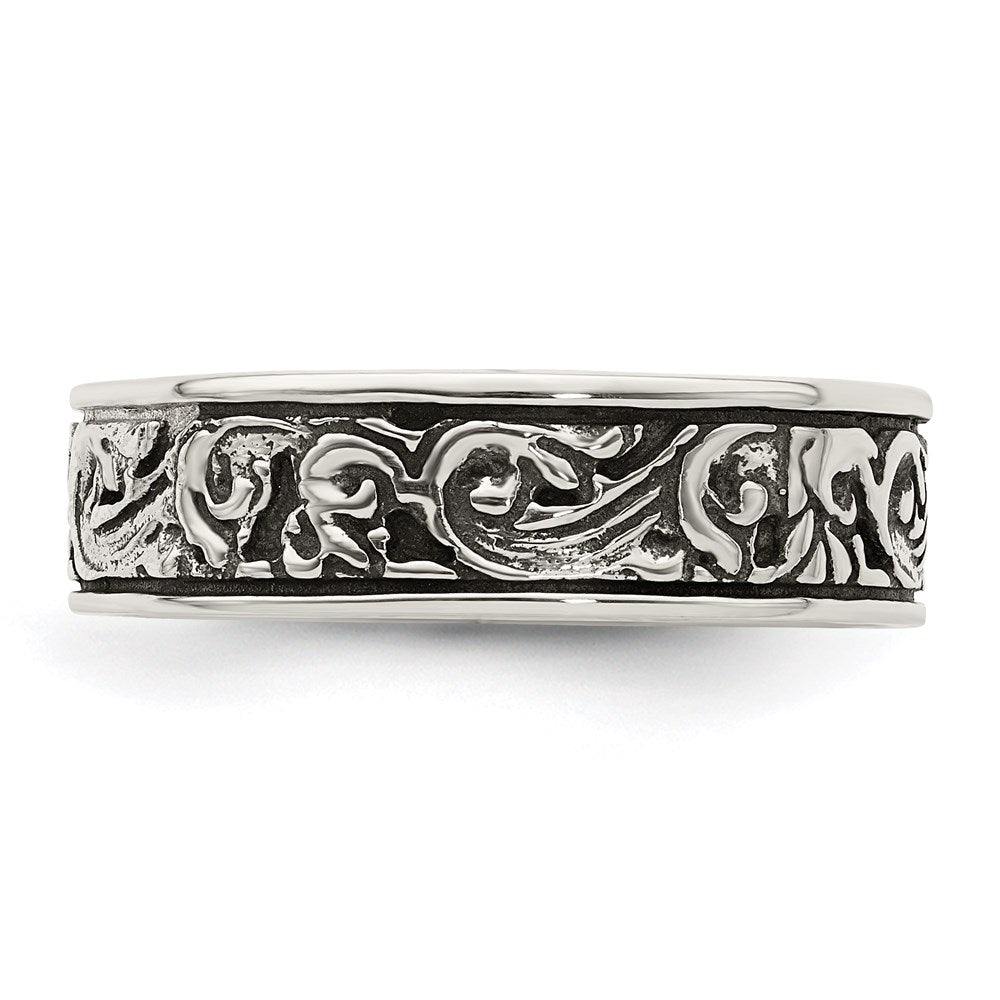 Sterling Silver Polished And Antiqued Filigree Women'S Ring