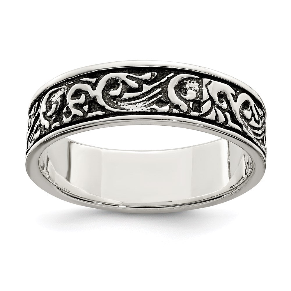 Sterling Silver Polished And Antiqued Filigree Women'S Ring