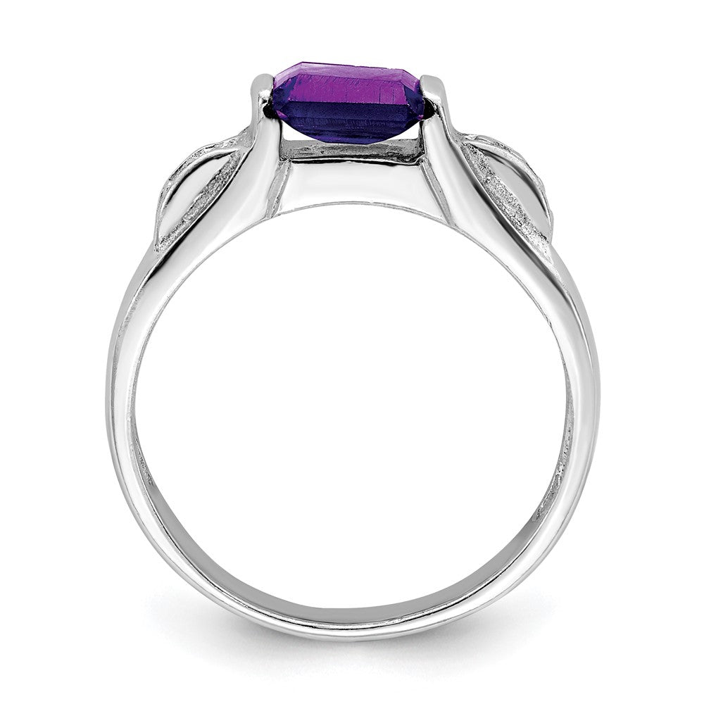 Sterling Silver Rhodium Plated Amethyst Ring