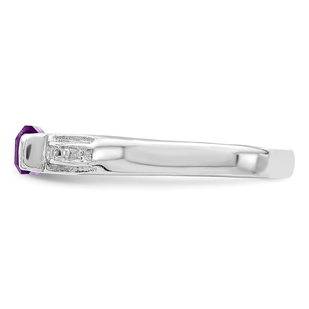 Sterling Silver Rhodium Plated Amethyst Ring