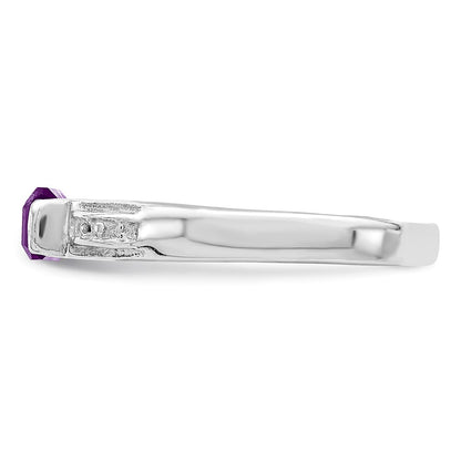 Sterling Silver Rhodium Plated Amethyst Ring