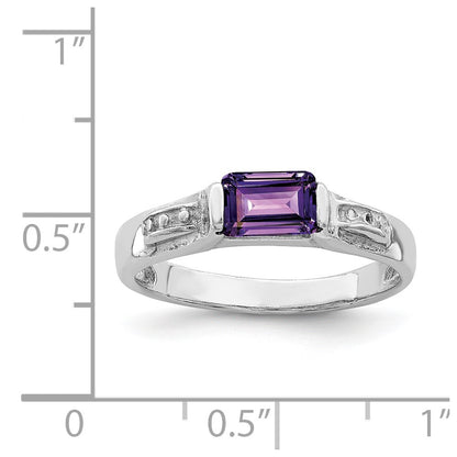 Sterling Silver Rhodium Plated Amethyst Ring