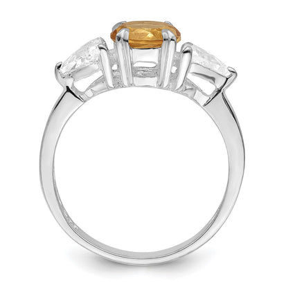 Sterling Silver Rhodium Citrine Ring