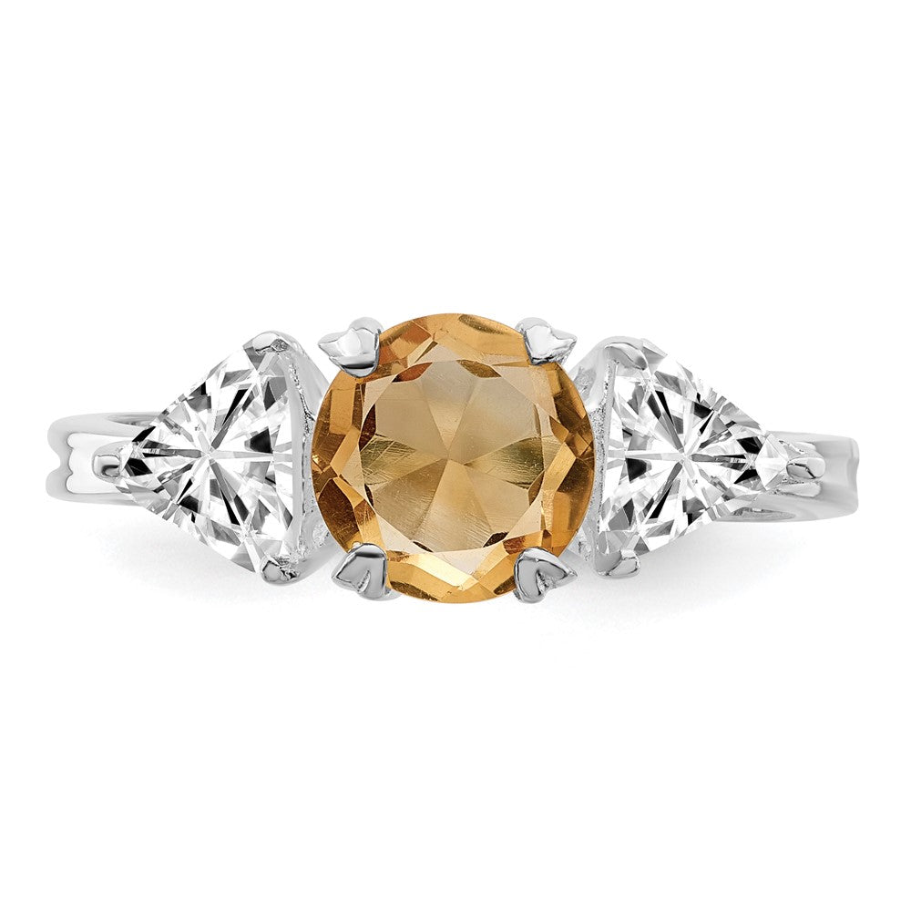 Sterling Silver Rhodium Citrine Ring