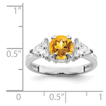 Sterling Silver Rhodium Citrine Ring