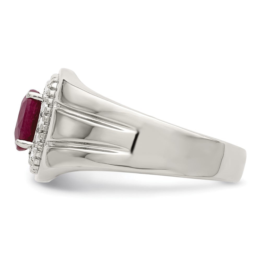 Sterling Silver Rhod Plated Men'S African Ruby And White Topaz Ring