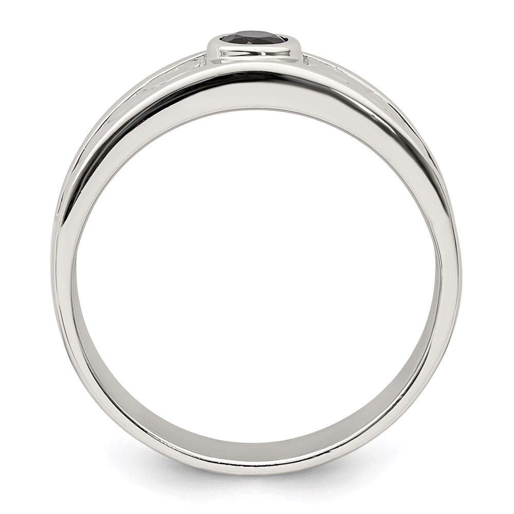 Sterling Silver Rhodium Plated Men'S Onyx Ring