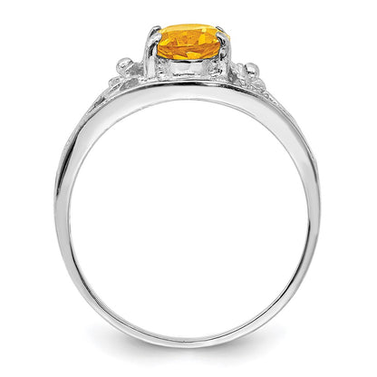 Sterling Silver Rhodium Citrine Ring