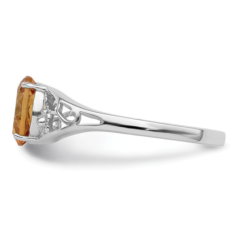 Sterling Silver Rhodium Citrine Ring