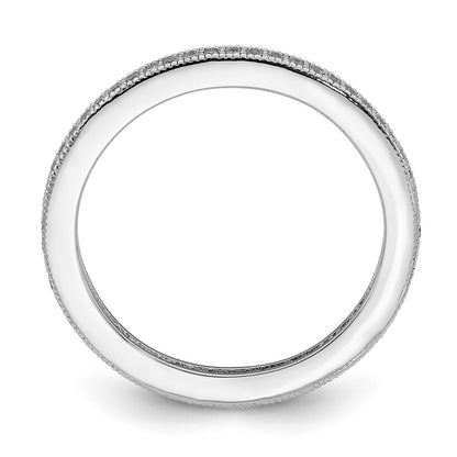 Sterling Silver Rhodium Plated Polished Cz Eternity Band