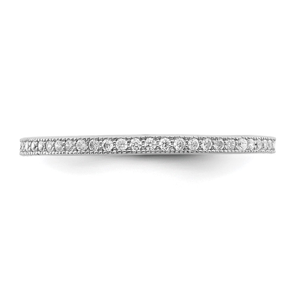 Sterling Silver Rhodium Plated Polished Cz Eternity Band