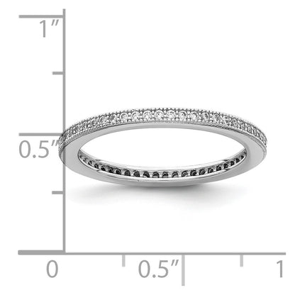 Sterling Silver Rhodium Plated Polished Cz Eternity Band