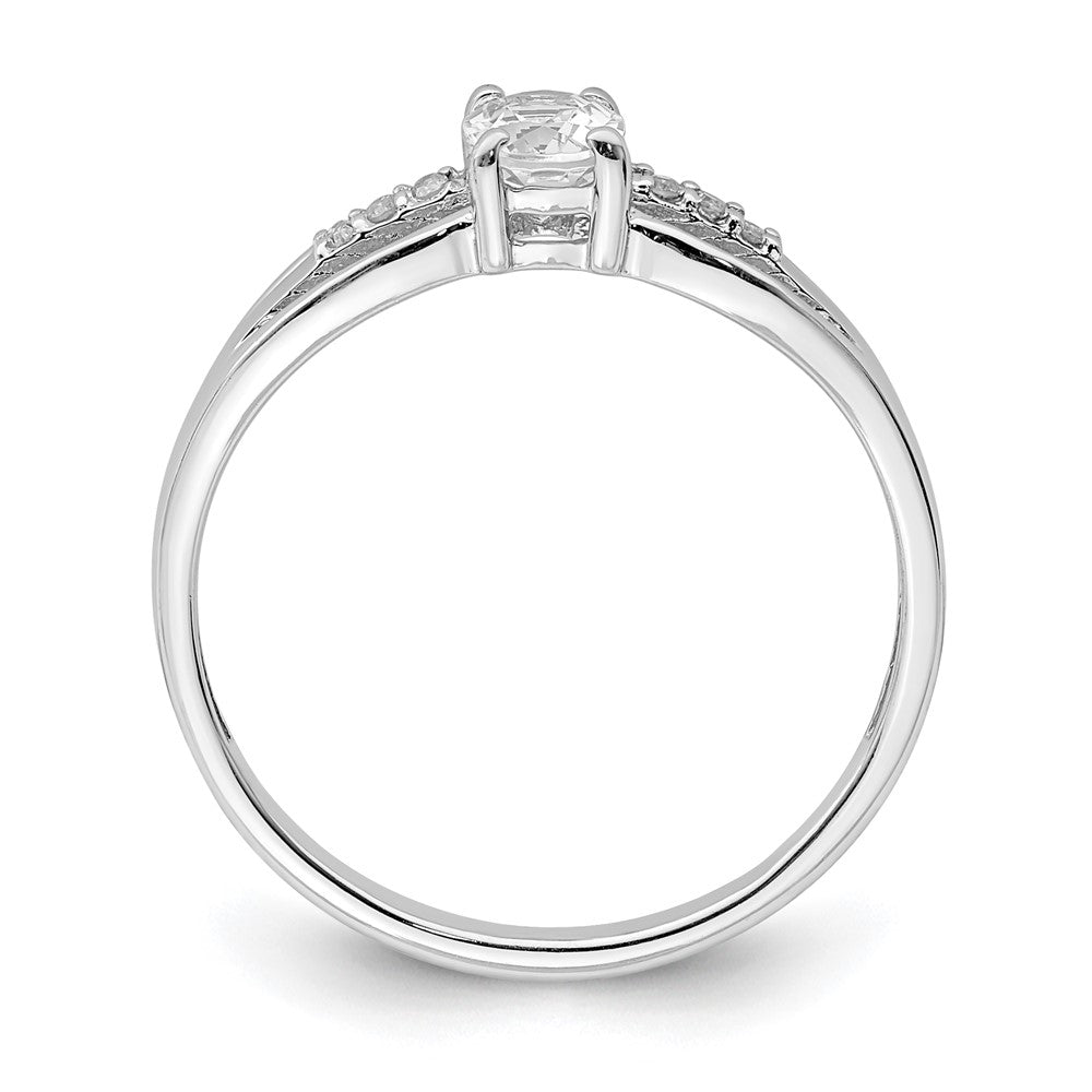 Sterling Silver Rhod Plated Diamond White Topaz Ring