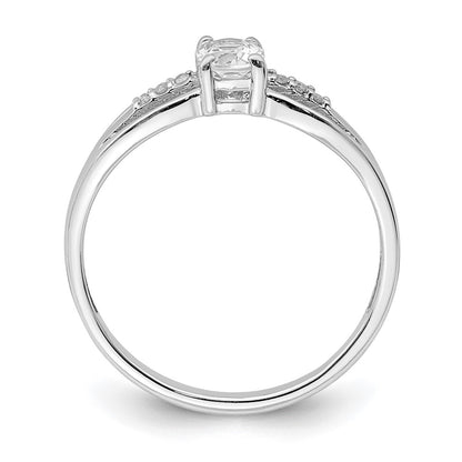 Sterling Silver Rhod Plated Diamond White Topaz Ring