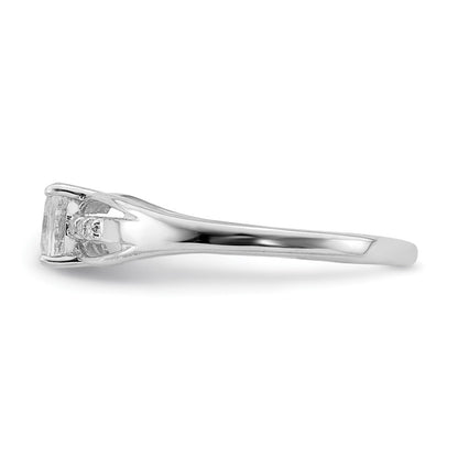 Sterling Silver Rhod Plated Diamond White Topaz Ring