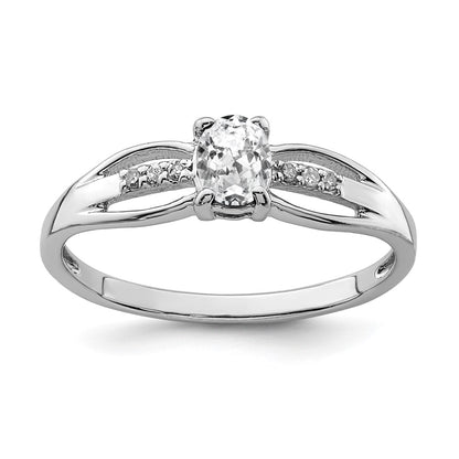 Sterling Silver Rhod Plated Diamond White Topaz Ring