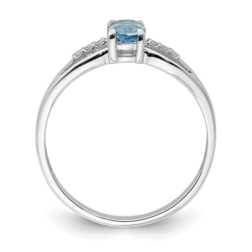 Sterling Silver Rhod Plated Diamond Light Swiss Blue Topaz Ring