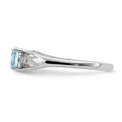 Sterling Silver Rhod Plated Diamond Light Swiss Blue Topaz Ring